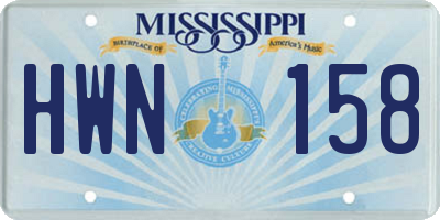 MS license plate HWN158