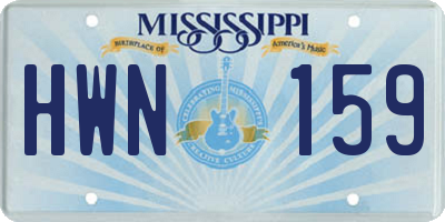 MS license plate HWN159
