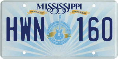 MS license plate HWN160