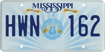 MS license plate HWN162
