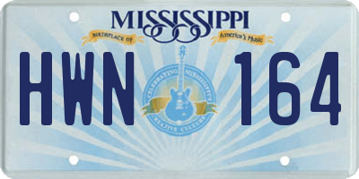 MS license plate HWN164