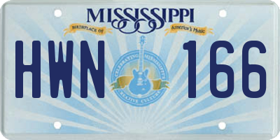 MS license plate HWN166