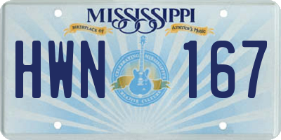MS license plate HWN167