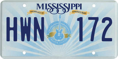 MS license plate HWN172