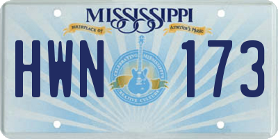 MS license plate HWN173