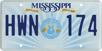 MS license plate HWN174