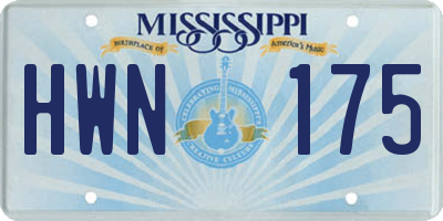 MS license plate HWN175