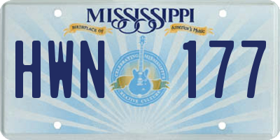 MS license plate HWN177