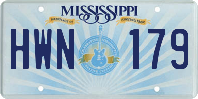MS license plate HWN179