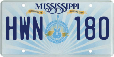 MS license plate HWN180