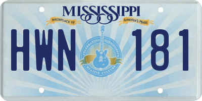 MS license plate HWN181