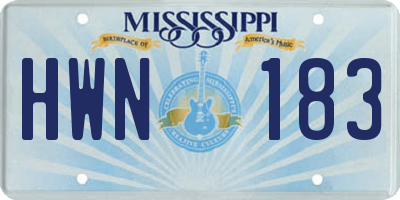 MS license plate HWN183