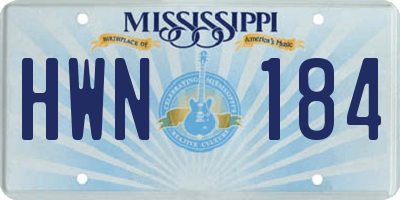 MS license plate HWN184
