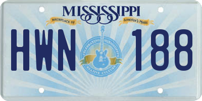 MS license plate HWN188