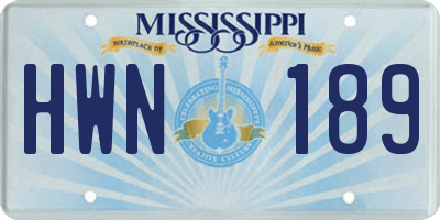MS license plate HWN189