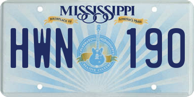 MS license plate HWN190