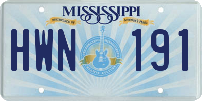 MS license plate HWN191