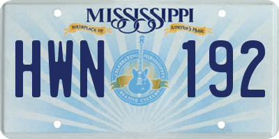 MS license plate HWN192