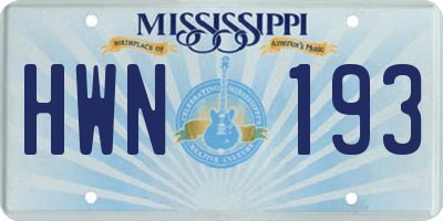 MS license plate HWN193