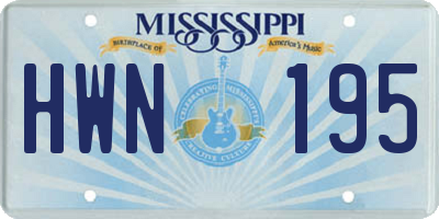 MS license plate HWN195