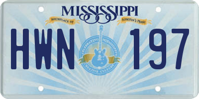 MS license plate HWN197