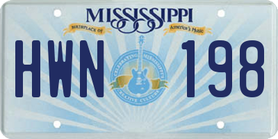 MS license plate HWN198