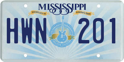MS license plate HWN201