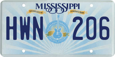 MS license plate HWN206