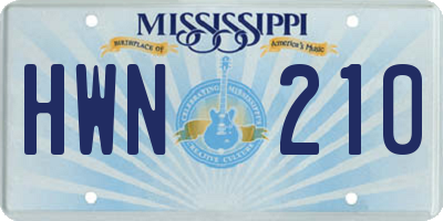 MS license plate HWN210