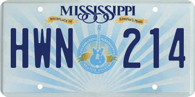 MS license plate HWN214