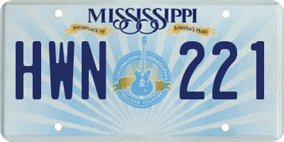 MS license plate HWN221