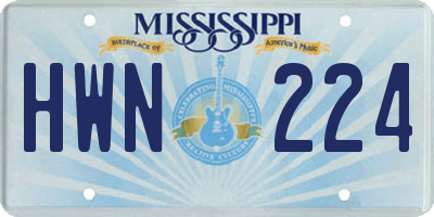 MS license plate HWN224