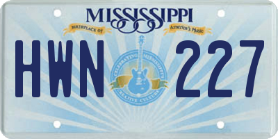 MS license plate HWN227