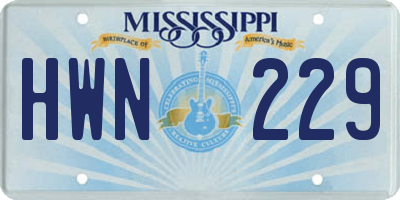 MS license plate HWN229