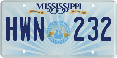 MS license plate HWN232