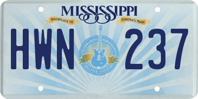 MS license plate HWN237