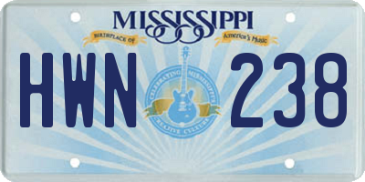 MS license plate HWN238