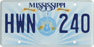 MS license plate HWN240