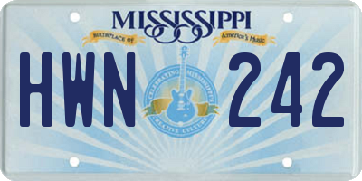 MS license plate HWN242