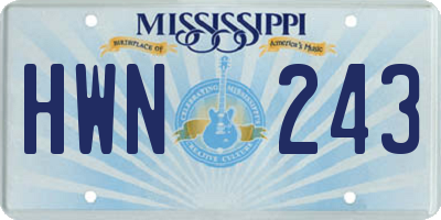 MS license plate HWN243