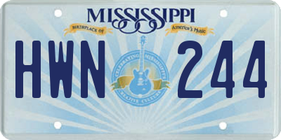 MS license plate HWN244