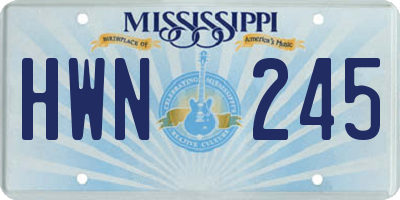 MS license plate HWN245