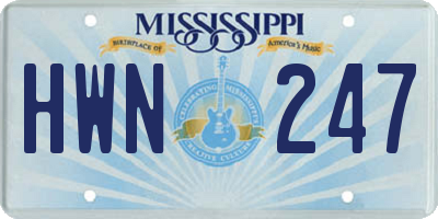 MS license plate HWN247