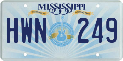 MS license plate HWN249