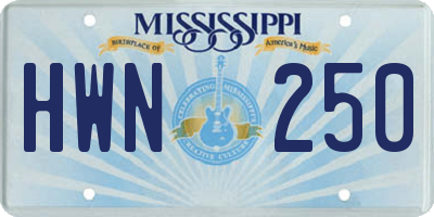 MS license plate HWN250