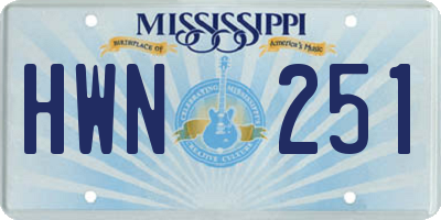 MS license plate HWN251