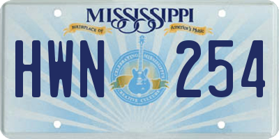MS license plate HWN254