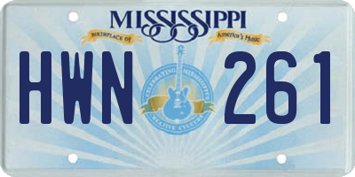 MS license plate HWN261