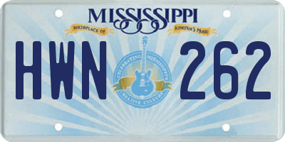 MS license plate HWN262