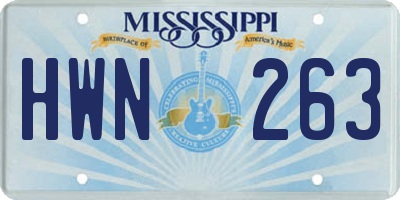 MS license plate HWN263
